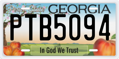 GA license plate PTB5094