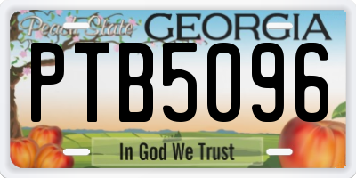 GA license plate PTB5096