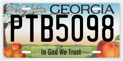 GA license plate PTB5098