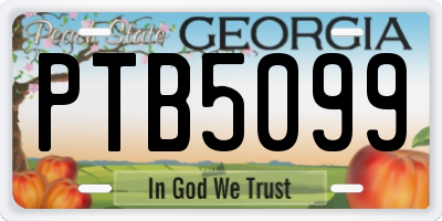 GA license plate PTB5099