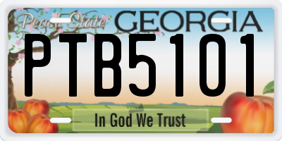 GA license plate PTB5101
