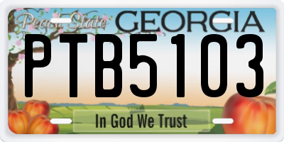 GA license plate PTB5103