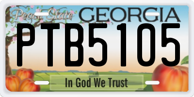 GA license plate PTB5105