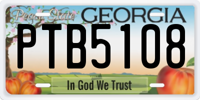 GA license plate PTB5108