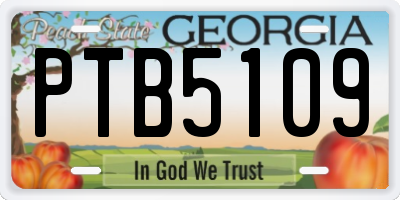 GA license plate PTB5109