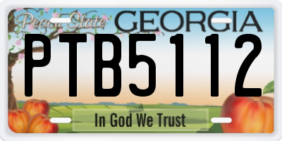 GA license plate PTB5112