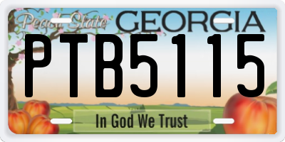GA license plate PTB5115