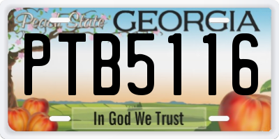 GA license plate PTB5116