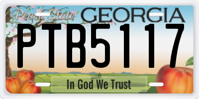 GA license plate PTB5117