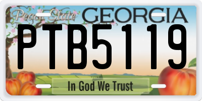 GA license plate PTB5119