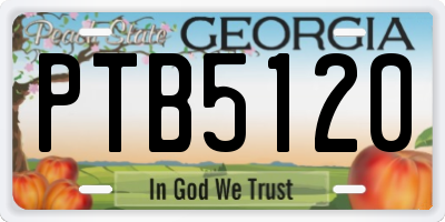 GA license plate PTB5120