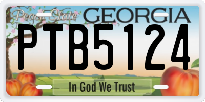 GA license plate PTB5124