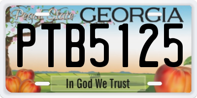 GA license plate PTB5125