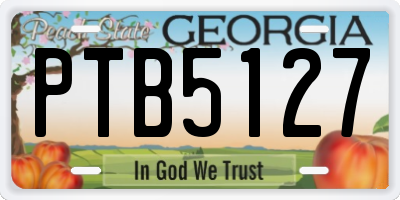 GA license plate PTB5127