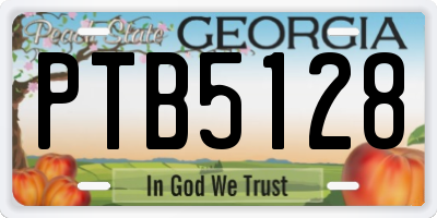 GA license plate PTB5128