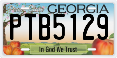 GA license plate PTB5129
