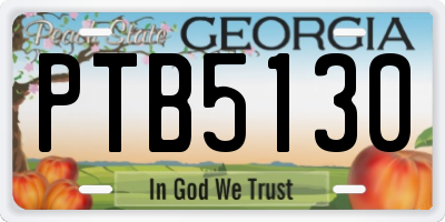 GA license plate PTB5130