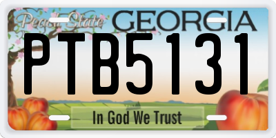 GA license plate PTB5131