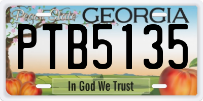 GA license plate PTB5135