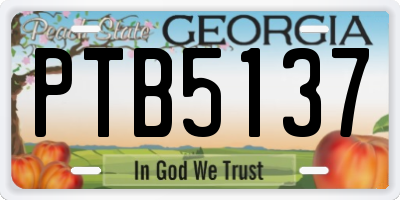 GA license plate PTB5137
