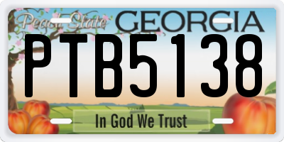GA license plate PTB5138