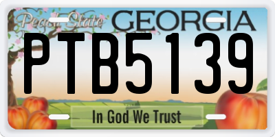 GA license plate PTB5139