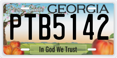 GA license plate PTB5142