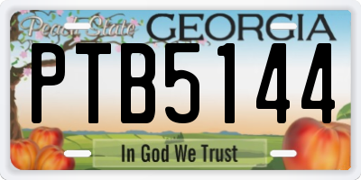 GA license plate PTB5144