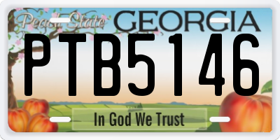 GA license plate PTB5146