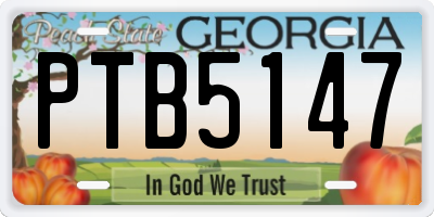 GA license plate PTB5147