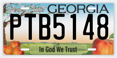 GA license plate PTB5148