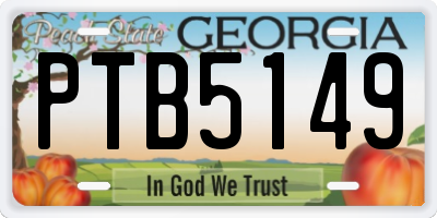 GA license plate PTB5149