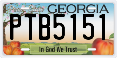 GA license plate PTB5151