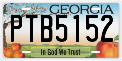 GA license plate PTB5152