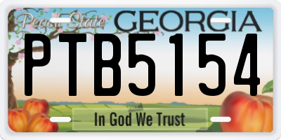 GA license plate PTB5154