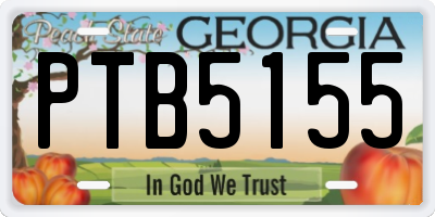 GA license plate PTB5155