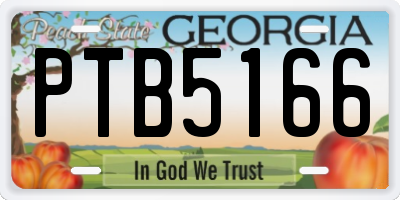 GA license plate PTB5166
