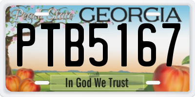 GA license plate PTB5167
