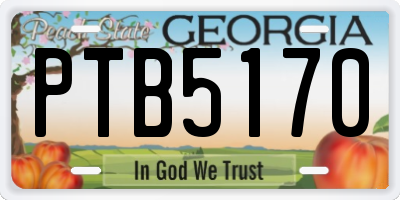 GA license plate PTB5170
