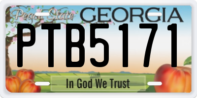 GA license plate PTB5171