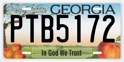 GA license plate PTB5172