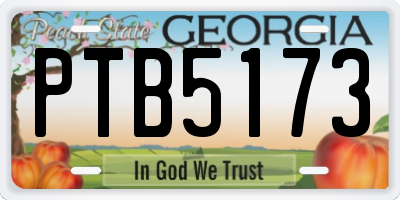 GA license plate PTB5173