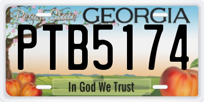 GA license plate PTB5174