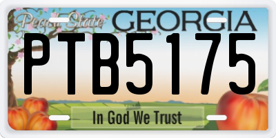 GA license plate PTB5175