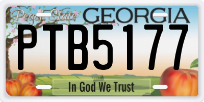 GA license plate PTB5177