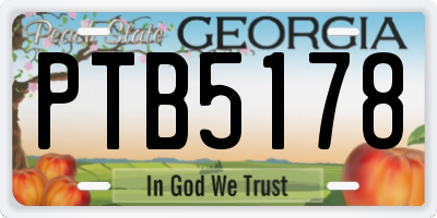 GA license plate PTB5178