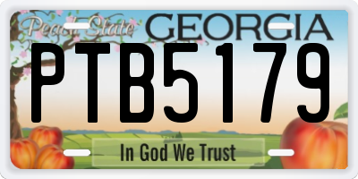 GA license plate PTB5179