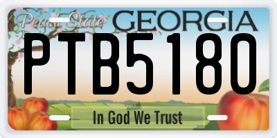 GA license plate PTB5180