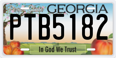 GA license plate PTB5182