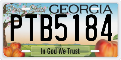 GA license plate PTB5184